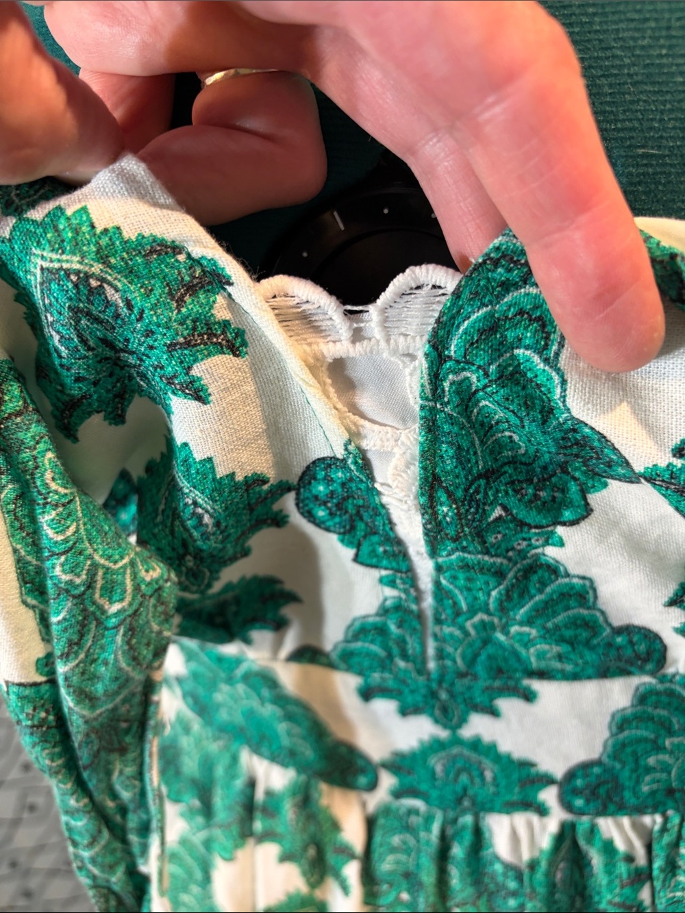 House of Harlow 1960 Green and Cream Tie-Shoulder Maxi Dress - Picture 11 of 11